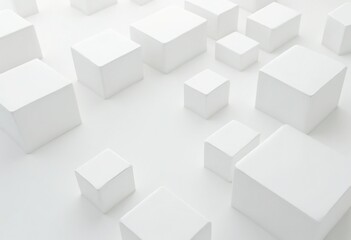 Poster - Minimalist 3D Art: White Cubes