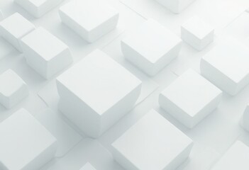 Aufkleber - Abstract White Geometric Shapes Minimalist Cityscape