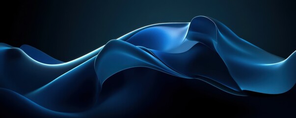 Wall Mural - glowing blue abstract shape, dark grainy black blue background, noise texture futuristic dynamic pos