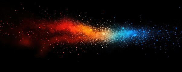 Wall Mural - grainy background, noise texture blue red orange abstract vibrant glowing color gradient shape on bl