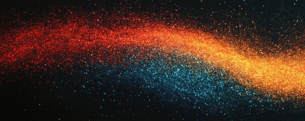 Wall Mural - grainy background, noise texture blue red orange abstract vibrant glowing color gradient shape on bl
