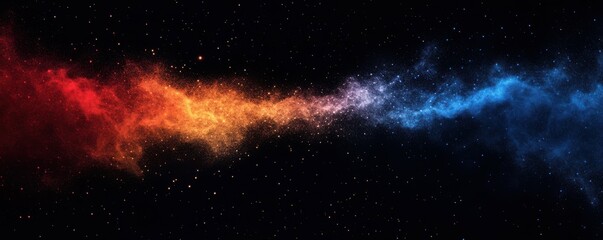 Wall Mural - grainy background, noise texture blue red orange abstract vibrant glowing color gradient shape on bl