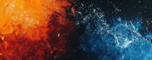 Wall Mural - Grainy noisy poster background, dark blue orange red color wave black backdrop abstract header banner design