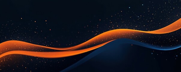 Wall Mural - grainy noisy poster background, dark blue orange red color wave black backdrop abstract header banne