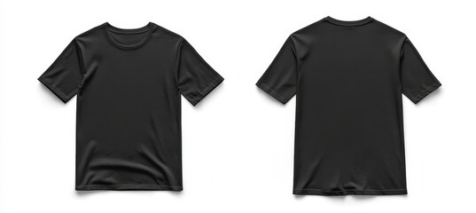 Wall Mural - Black t-shirt mockup, front and back view, isolated on white background. (2)