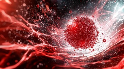 Wall Mural - clogged blood vessel concept. abstract red particles swirling in dynamic motion.