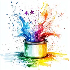 Wall Mural - vibrant rainbow paint splash: colorful artistic design, dynamic energy, creative visuals