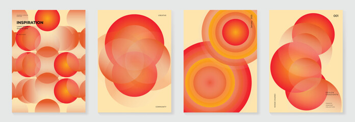 Wall Mural - collection of 70s color gradient poster background vector. set of retro wall decoration, groovy, tri