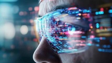 Poster - Advanced augmented reality glasses display vital data and analytics for effective cyber defense.