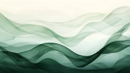 Sticker - Abstract waves in green tones create a serene background, evoking tranquility and fluidity