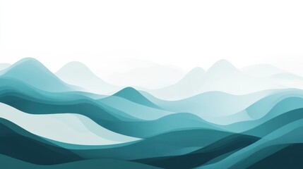 Leinwandbilder - Abstract landscape design with flowing teal waves and empty space for text. Generative AI