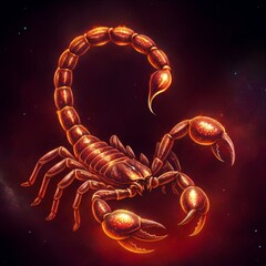 fiery scorpion with glowing tail in space. concept for astrology and zodiac designs.