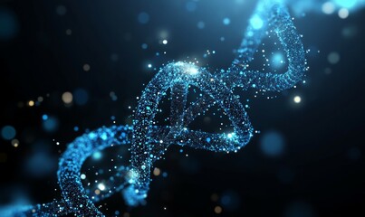 Abstract dark and blue digital background. Big data digital code, Data Communication and Transfer of DNA Biology. Futuristic information technology concept