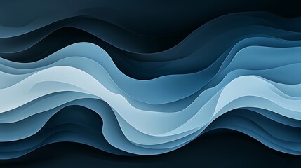 Sticker - Abstract wavy patterns in shades of blue and black, evoking tranquility and fluidity