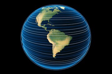 detailed earth globe with latitudes and longitudes