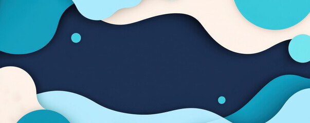 Wall Mural - abstract background with blue and teal wavy shapes and organic patterns
