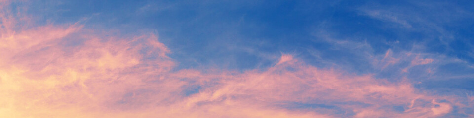 Wall Mural - colorful cloudy sky at sunset. gradient color. sky texture. horizontal banner