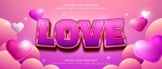 Wall Mural - happy valentines day text effect and hearts background