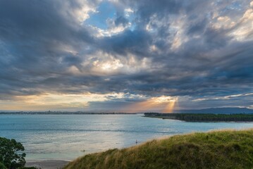 Poster - Coastal Landscape with Sun Rays