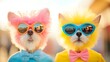 © milkyway - Adorable Pets in Vibrant Playful Outfits Enjoying Outdoor Fun Together