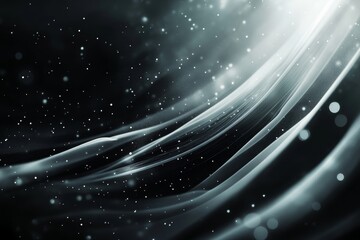 Abstract deep black white blurred background, light beams texture social media cover, dynamic wave effects, Generative AI