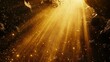 © Chaikit - Radiant amber light rays emerging from horizontal golden source, majestic upward beaming light streams, scattered glowing particles, atmospheric god rays effect, mystical horizon breakthrough