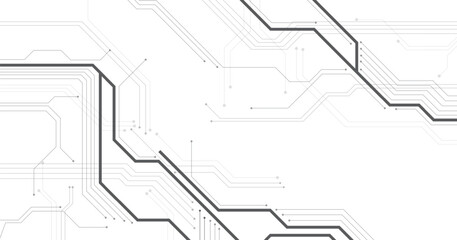 Poster - Black circuit on a white background concept.High-tech circuit board connection system.Vector abstract technology on a white background.