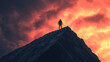 © enterdigital - A silhouette of a person standing triumphantly on a mountain peak against a dramatic sunset.