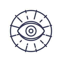 Wall Mural - eye symbol with radiating lines, representing perception and awareness.