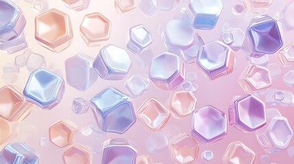 Sticker - Floating Pastel Hexagonal Crystals Abstract Design