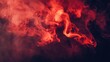 © vefimov - A dramatic image of red smoke forming an ominous shape against a dark background, evoking themes of fire, evil, and destruction.
