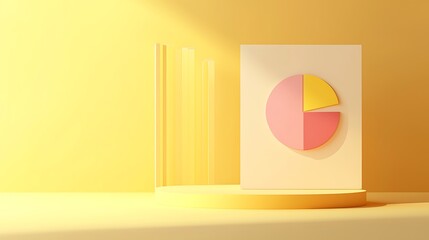 Wall Mural - Abstract Yellow Minimalist Pie Chart Display