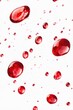© vefimov - High-resolution stock image of red droplets, possibly blood cell or water drops, set against a light grey background. Microstock photo suitable for medical, health, biological or nature themes.