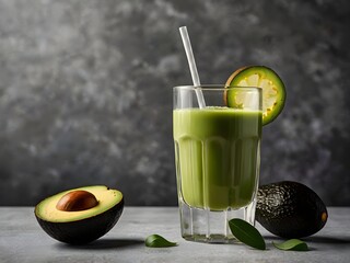 a glass of avocado juice