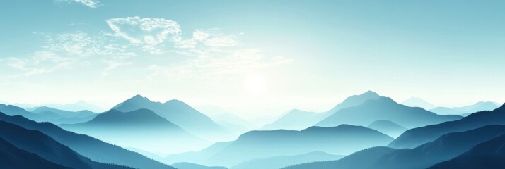 Aufkleber - Expansive mountain landscape with clear skies, ideal for adding text and information. Generative AI