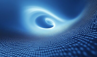 Blue abstract background with a network grid and particles connected.