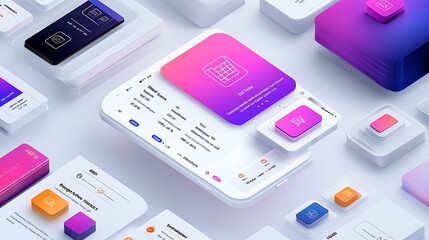 Innovative mobile app interface design digital space graphic art modern style