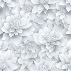 Wall Mural - Shades of grey and white pattern, symmetrical flowers on the wallpaper, seamless wallpaper, high resolution, very detailed, soft pastel colors, subtle gradient background, flat lay, minimalist style, 