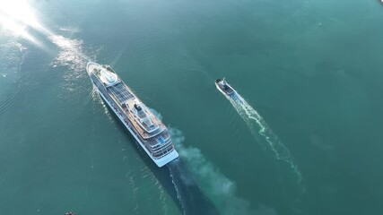 Wall Mural - cruise ship, cruise liners beautiful white cruise ship above luxury cruise in the ocean sea concept 