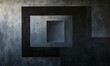 © jambulart - Abstract painting, layered squares, dark gray tones.