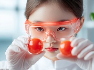 Aufkleber - Future-Forward STEM Learning Young Girl Experimenting with Biodegradable Materials in Lab - Inspiring Next-Gen Sustainability in Education and Science Promotion