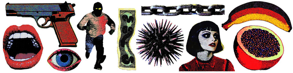 Wall Mural - PNG Eclectic vibrant pop art collage, element set on transparent background