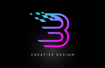 Wall Mural - b racing style letter logo design icon vector