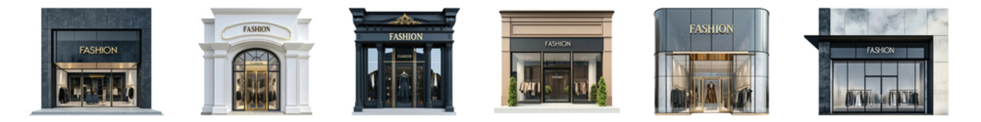 Wall Mural - png elegant storefronts showcase luxury fashion, isolated element set, transparent background