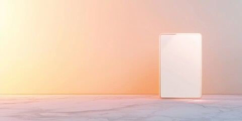 Aufkleber - Futuristic AI Assistant Displayed on Transparent Tablet in Minimalist Setting with Neon Light Reflection - AI Assistant Technology Highlight