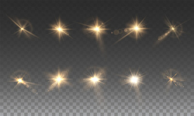 Wall Mural - light yellow star.light sunny sparkle. white light flash gold. vector illustrator. lighting effects.