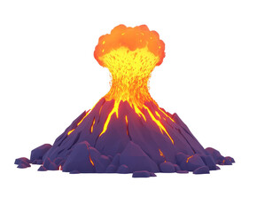 A Majestic Volcano Erupts in a Dramatic Display of Nature's Power , isolated on white background PNG