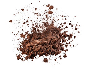 Detailed Closeup of Brown Powdered Soil , isolated on white background PNG