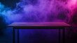 © Maksym - Billowing purple and crimson smoke rises from an empty table, its dynamic flow captured vividly against the deep, shadowy void.