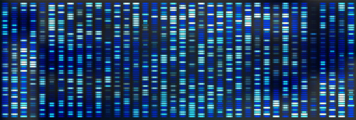 Wall Mural - genetic chromosome pattern with dna sequence map on background. x and y gene big data visualization 